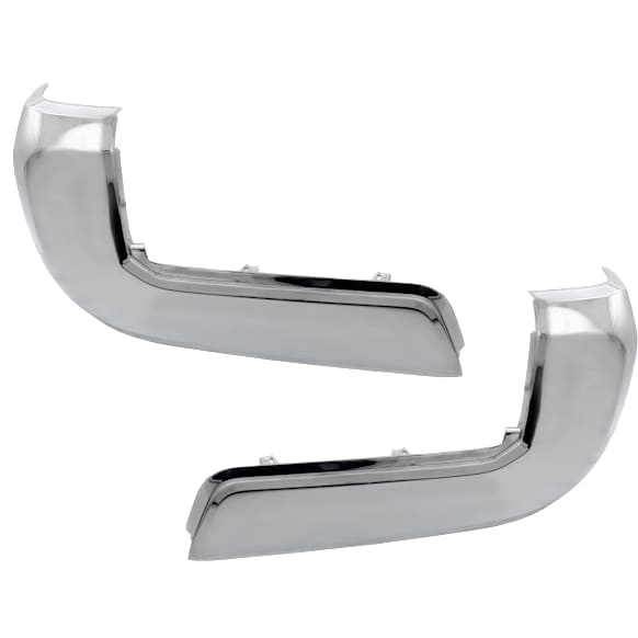 Rear, Driver and Passenger Side Bumper End, Chrome Plastic
