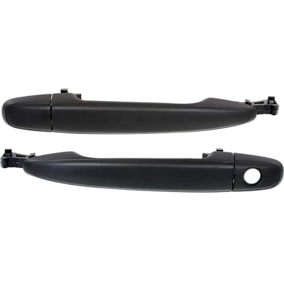 Front, Driver and Passenger Side Exterior Door Handles, Smooth Black, Driver Side - With Key Hole; Passenger Side - Without Key Hole