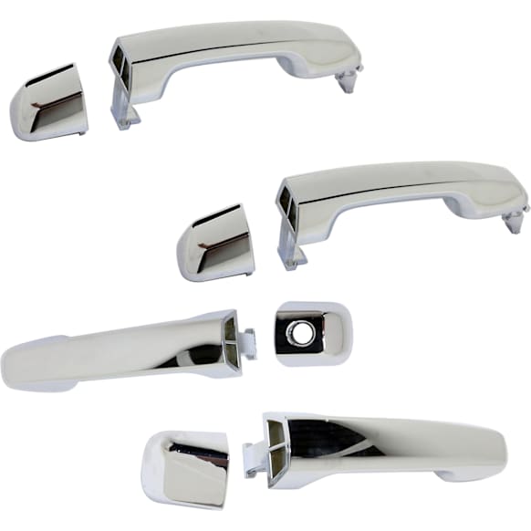 Front and Rear, Driver and Passenger Side Exterior Door Handle, Chrome, Front Driver Side - With Key Hole, For Models Without Sensor