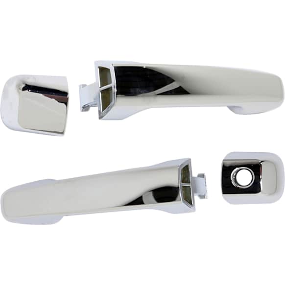 Front, Driver and Passenger Side Exterior Door Handles, Chrome, Driver Side - With Key Hole; Passenger Side - Without Key Hole