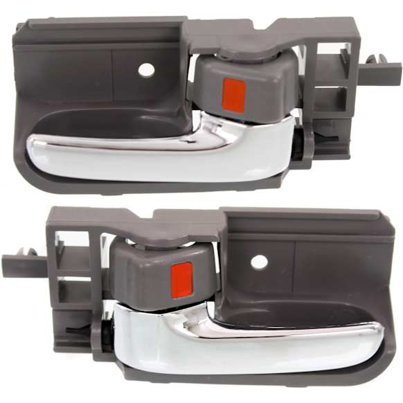 2003-2008 Toyota Corolla - Front or Rear, Driver and Passenger Side Interior Door Handles, Gray Bezel with Chrome Lever, with Door Lock Button, Sedan