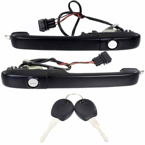 Front, Driver and Passenger Side Textured Black Exterior Door Handle, With Key Hole