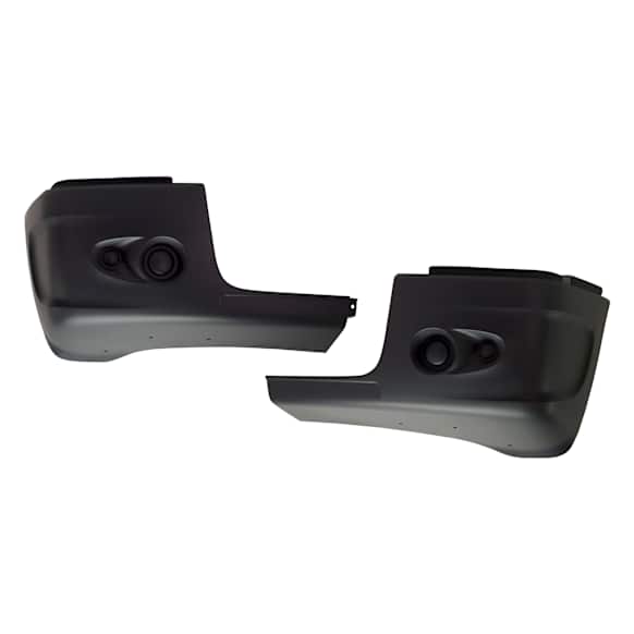 Front, Driver and Passenger Side Bumper End, Painted Black Plastic