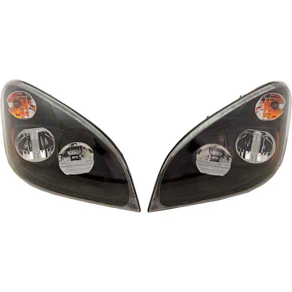 Driver and Passenger Side Headlights, with Bulbs, LED, Black Interior