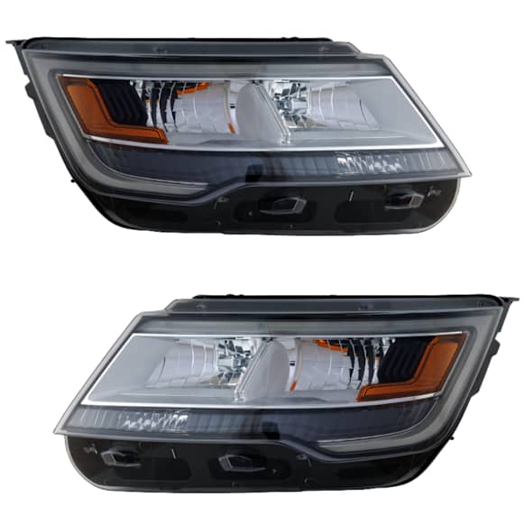 2018 Ford Explorer - Driver and Passenger Side Halogen/LED Combo Headlight, Without bulb(s), Production Date To April 4 2018, OE Replacement