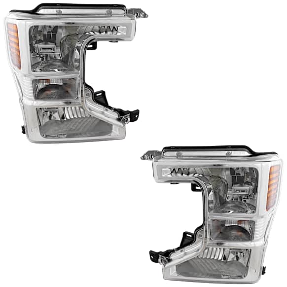Driver and Passenger Side Headlights, with Bulbs, Halogen, Crew/Extended/Standard Cab Pickup, CAPA Certified