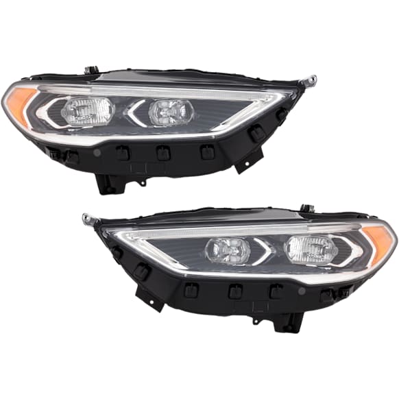 Driver and Passenger Side Headlights, with Bulbs, LED, For Models without Auto High Beam and Control Module