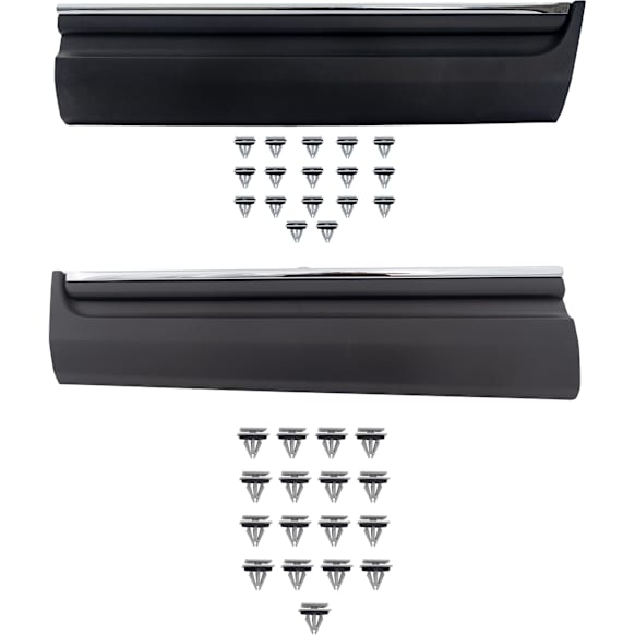 Front, Driver and Passenger Side Door Molding and Beltlines, Textured Black, For Models with Chrome Insert