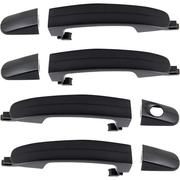 Front, Driver and Passenger Side Exterior Door Handles, Textured Black, Front Driver Side - With Key Hole; Front Passenger Side and Rear Driver and Passenger Side - Without Key Hole
