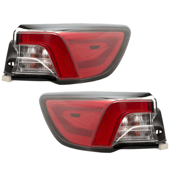 Driver and Passenger Side, Outer Tail Lights, with Bulbs, LED, Clear & Red Lens