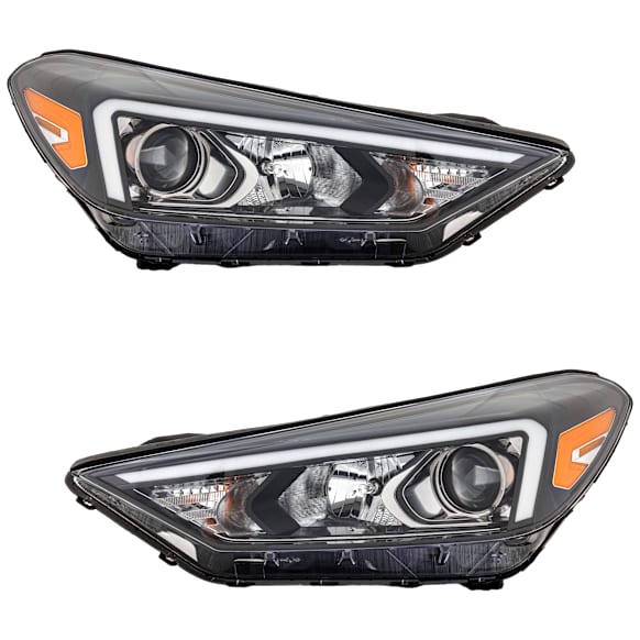 Driver and Passenger Side Headlights, with Bulbs, Halogen, For Models without LED Position Light, CAPA Certified