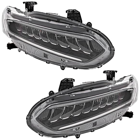 Driver and Passenger Side Headlights, with Bulbs, LED, Sedan, CAPA Certified