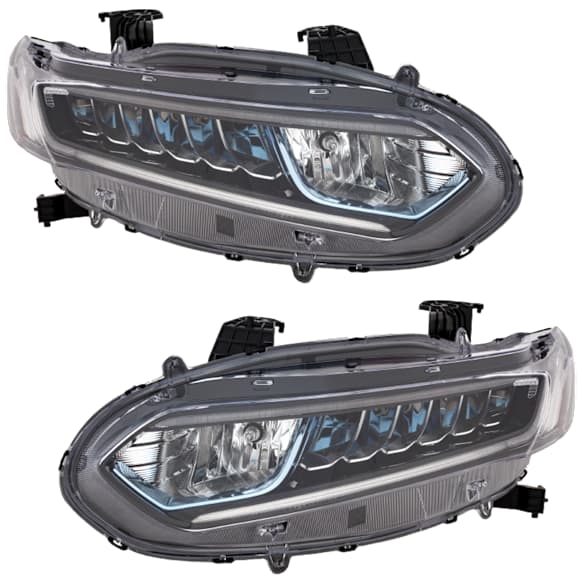 Driver and Passenger Side Headlights, with Bulbs, LED, For Models with LED Low Beam, CAPA Certified