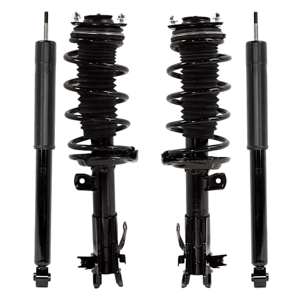Front and Rear, Driver and Passenger Side Shock and Fully Loaded Strut, Sedan