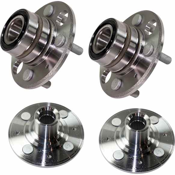 Front and Rear, Driver and Passenger Side Wheel Hub, 4 Lugs, Front - Without Bearing; Rear - With Bearing, 4 x 3.94 in. Bolt Pattern