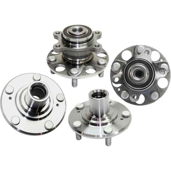 4-Wheel Set Front and Rear, Driver and Passenger Side Wheel Hubs, Front - Without Bearing; Rear - With Bearing