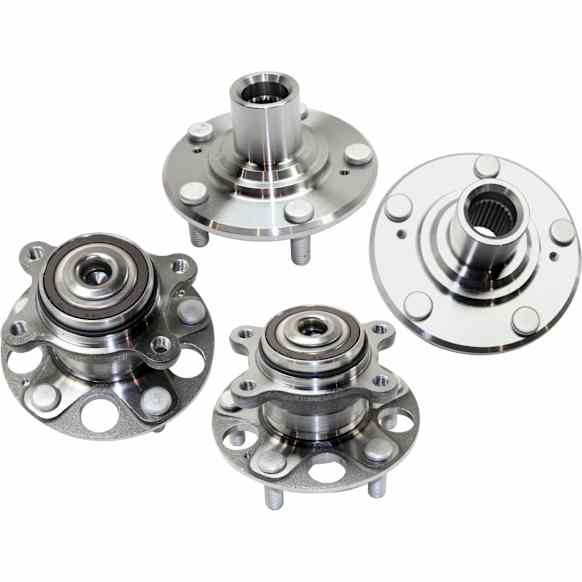 4-Wheel Set Front and Rear, Driver and Passenger Side Wheel Hubs, Front - Without Bearing; Rear - With Bearing