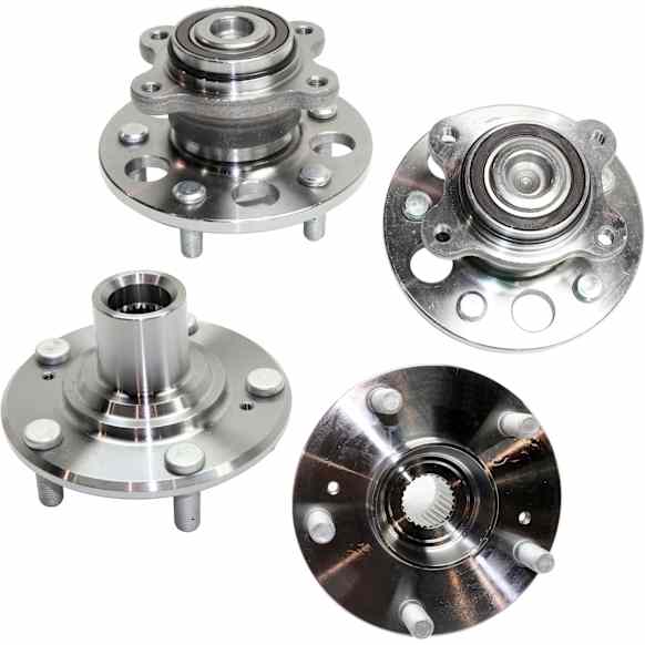 4-Wheel Set Front and Rear, Driver and Passenger Side Wheel Hubs, Front - Without Bearing; Rear - With Bearing