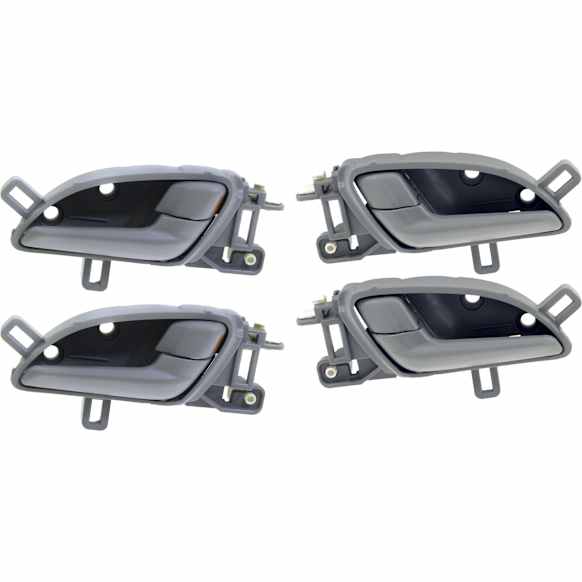 Front and Rear, Driver and Passenger Side Interior Door Handles, Gray bezel with silver lever, With door lock button