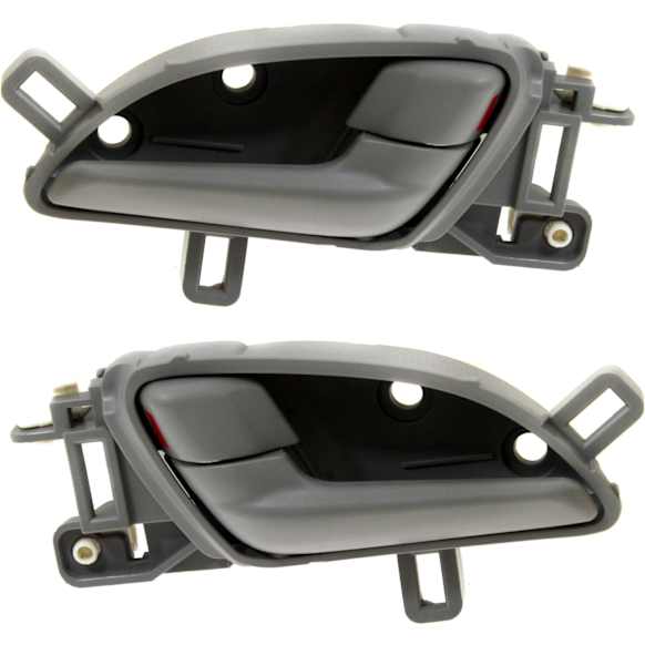 Front or Rear, Driver and Passenger Side Interior Door Handles, Gray bezel with silver lever, With door lock button