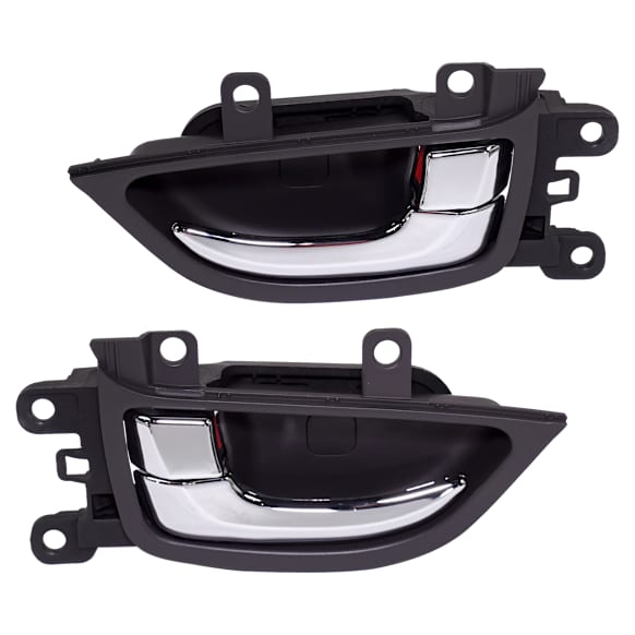 Rear, Driver and Passenger Side Interior Door Handles, Chrome Lever with Textured Black Bezel, Rear Driver and Passenger Side - With door lock button, Korea Built Vehicle