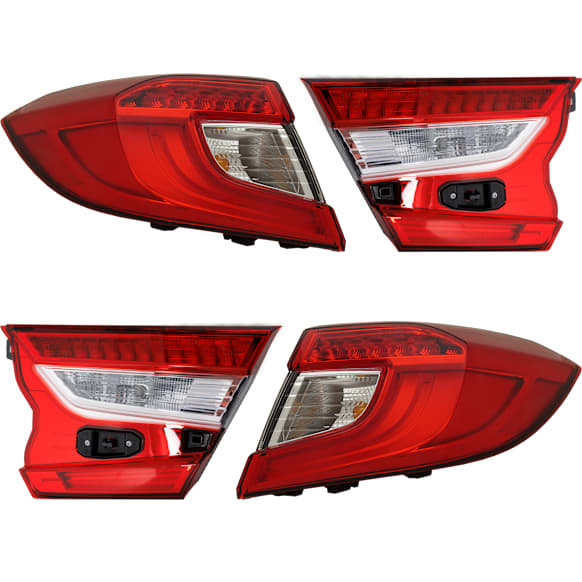 Driver and Passenger Side, Inner and Outer Halogen/LED Combo Tail Light, With bulb(s), OE Replacement