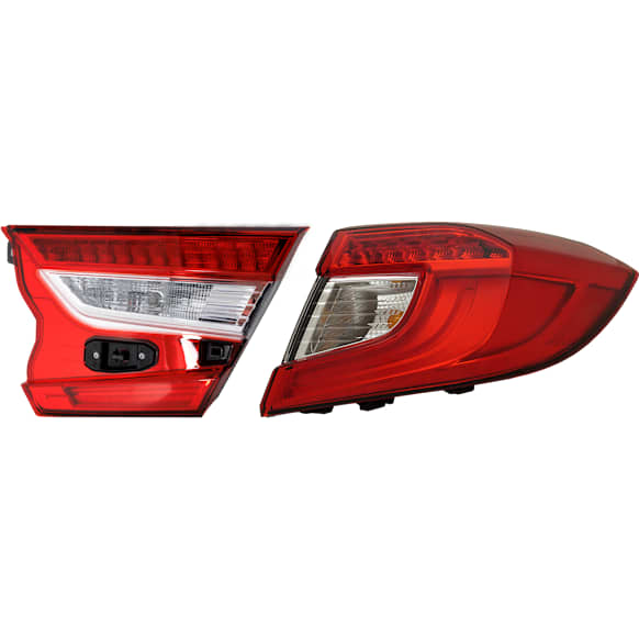 Passenger Side, Inner and Outer Tail Lights, with Bulb, Inner - Halogen/LED Combo, Mounts On Luggage Lid