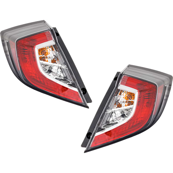 Driver and Passenger Side, Outer Tail Lights, with Bulbs, LED, Hatchback, Mounts On Body, CAPA CERTIFIED