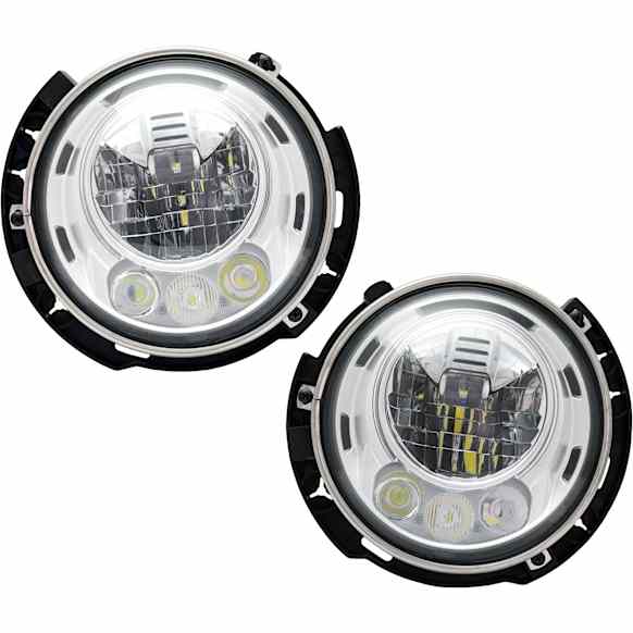 Driver and Passenger Side Headlights, with Bulbs, LED, Production Date From July 2017