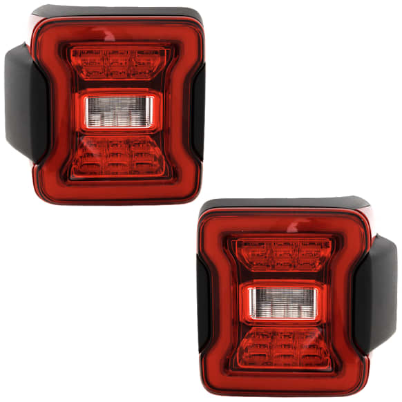 2018-2024 Jeep Wrangler - Driver and Passenger Sides Tail Lights, with Bulbs, LED, For Models with Blind Spot Detection