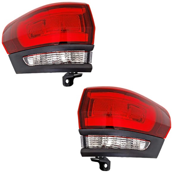 Driver and Passenger Side, Outer Tail Lights, with Bulb, Halogen, with Gray Bezel Trim Design, For Models without Platinum Insert, Granite Trim, CAPA Certified