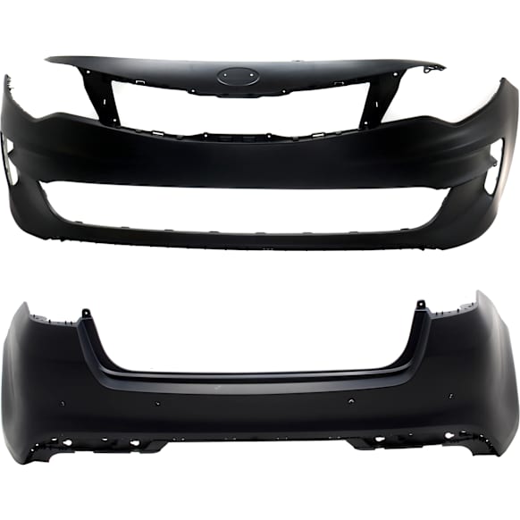 2016 Kia Optima LX - Front and Rear Primed Bumper Cover, USA Built Vehicle, For Models With Standard Type Bumper and Park Assist System, Except Hybrid Model