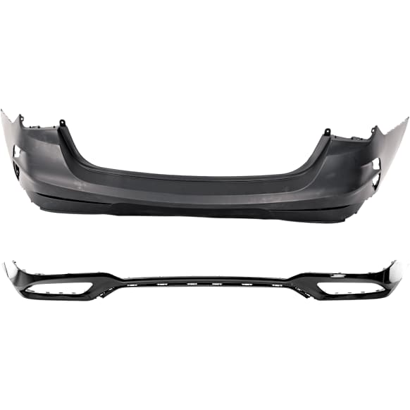 Rear, Upper And Lower Upper - Primed, Lower - Painted Black Bumper Cover