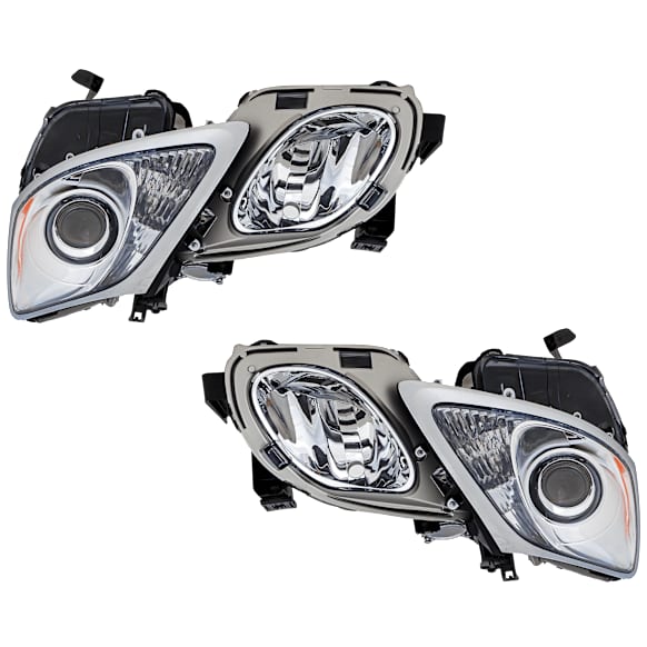 Driver and Passenger Side Headlights, without Bulbs, HID/Xenon, For Models without Adaptive Headlights, without Headlights washer holes, CAPA Certified