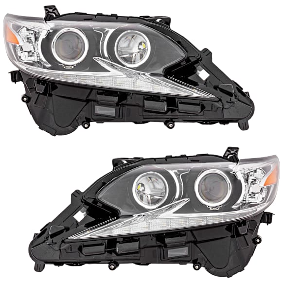 Driver and Passenger Side Headlights, without Bulbs, LED, For Models without Adaptive Headlights