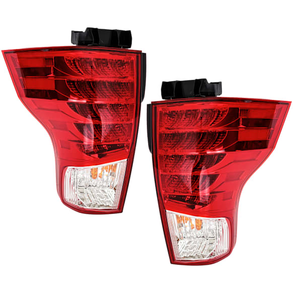 Driver and Passenger Side LED Tail Light, With bulb(s), Clear & Red Lens