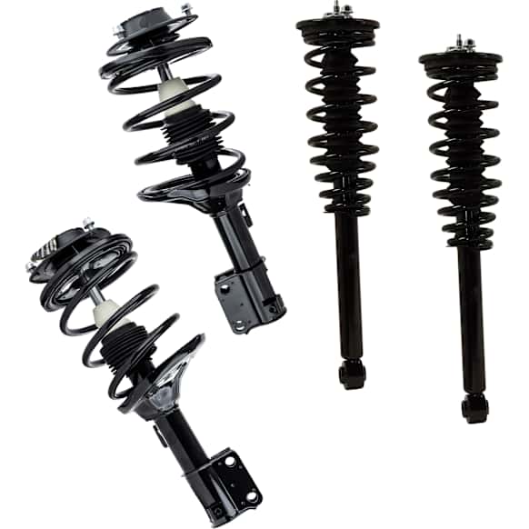 Front and Rear, Driver and Passenger Side Fully Loaded Struts, Coupe, FLEX/GAS, FWD, with Front Coil Spring, with Rear Coil Spring