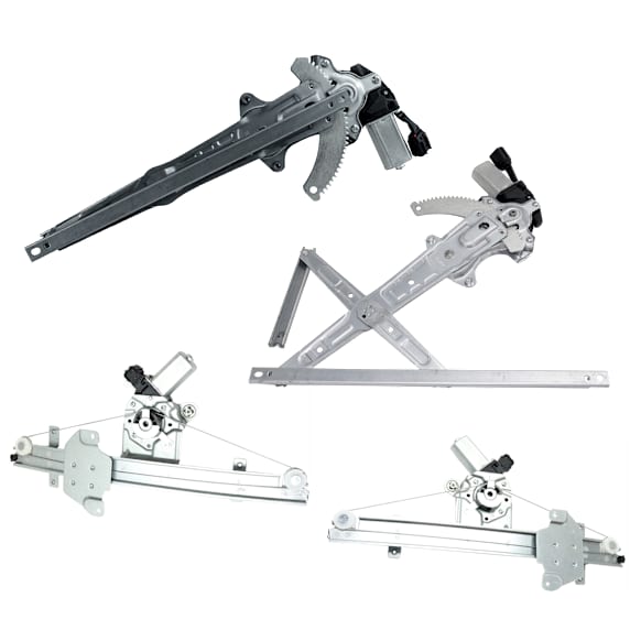 Front and Rear, Driver and Passenger Side Power Window Regulator, With Motor