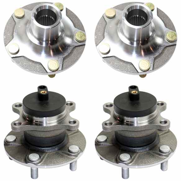 Front and Rear, Driver and Passenger Side Wheel Hub, 5 Lugs, Front - Without Bearing; Rear - With Bearing, FWD, 2.0L, 4Cyl