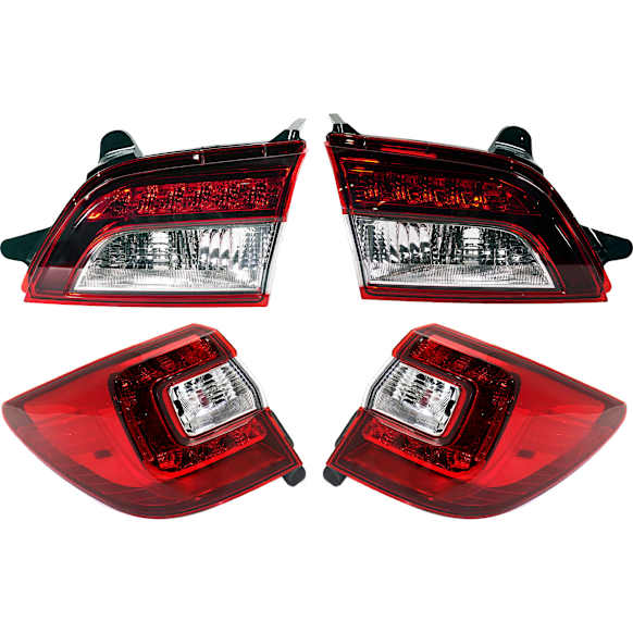 Driver and Passenger Side, Inner and Outer Halogen Tail Light, Without bulb(s), OE Replacement, CAPA Certified