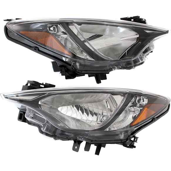 Driver and Passenger Side Headlights, without Bulbs, Halogen, Sedan, CAPA Certified