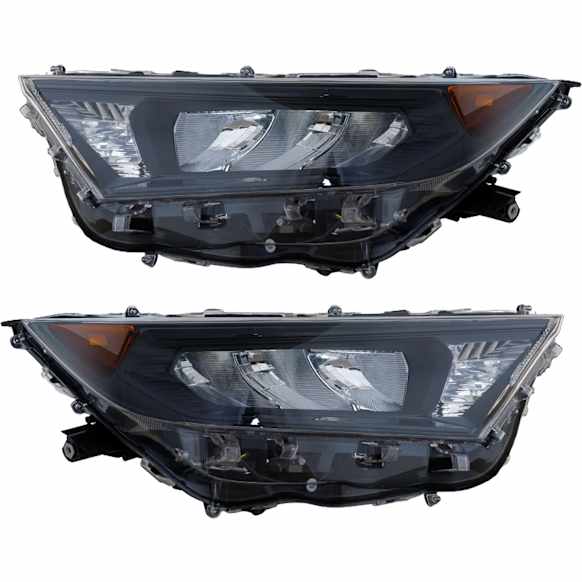 Driver and Passenger Side Headlights, with Bulbs, LED, Japan Built Vehicle, For Models with Adaptive Headlight and Black Bezel, CAPA CERTIFIED