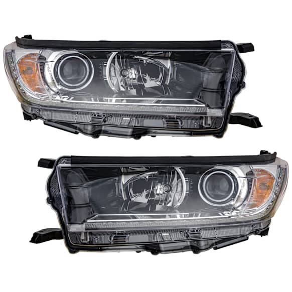 Driver and Passenger Side Headlights, with Bulbs, Halogen, For Models without Smoked Chrome Accent
