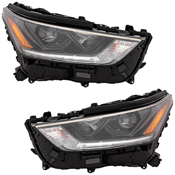 Driver and Passenger Side Headlights, with Bulbs, LED, Clear Lens, CAPA Certified