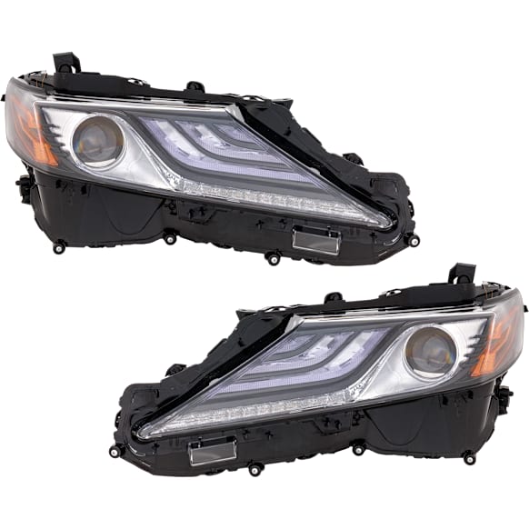 Driver and Passenger Side Headlights, with Bulbs, LED, For Models with LED Signal Light, with LED Signal Light