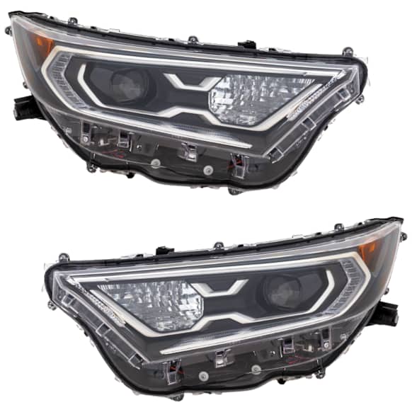 Driver and Passenger Side Headlights, without Bulbs, Halogen, For Models without Adaptive Frontlighting Systems (AFS), Japan Built Vehicle