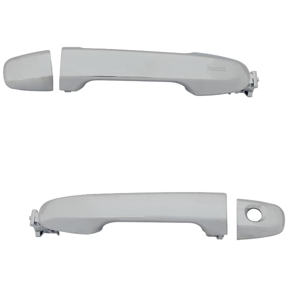 Front, Driver and Passenger Side Chrome Exterior Door Handle, Driver Side - With Key Hole; Passenger Side - Without Key Hole