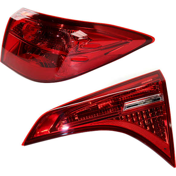 Passenger Side, Inner and Outer Tail Lights, with Bulbs, Halogen/LED Combo, Mounts On Luggage Lid