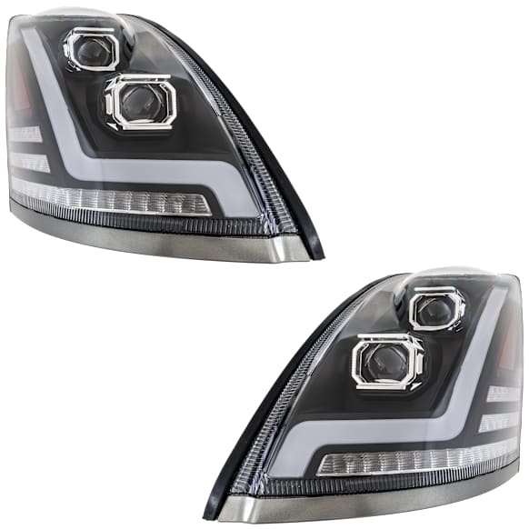 2015 Volvo VNL - Driver and Passenger Side LED Headlight, With bulb(s), OE Comparable Finish