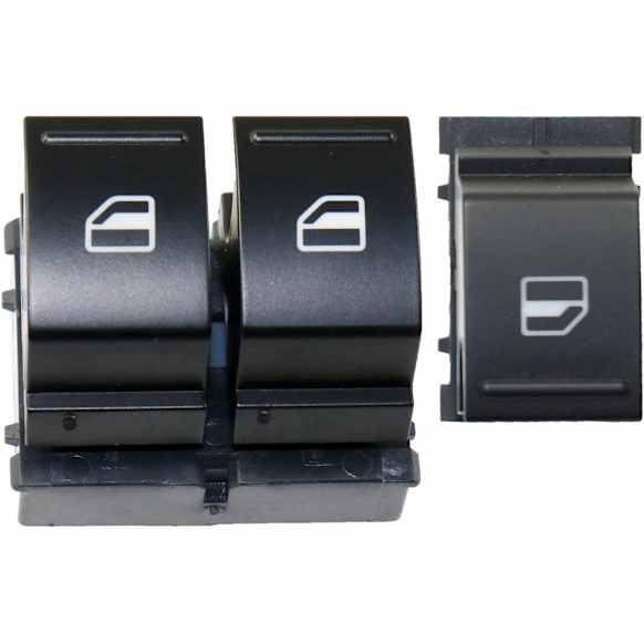 Front and Rear, Driver or Passenger Side Window Switches, Black, 1-Button